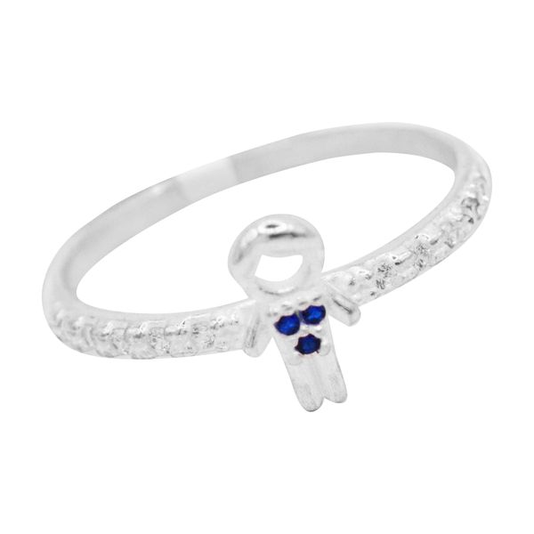 ANEL MENINO ZIRCÔNIA SAFIRA E CRISTAL PRATA 925 - My Prata Joias