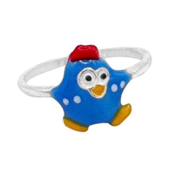 ANEL INFANTIL GALINHA PINTADINHA PRATA 925 - My Prata Joias