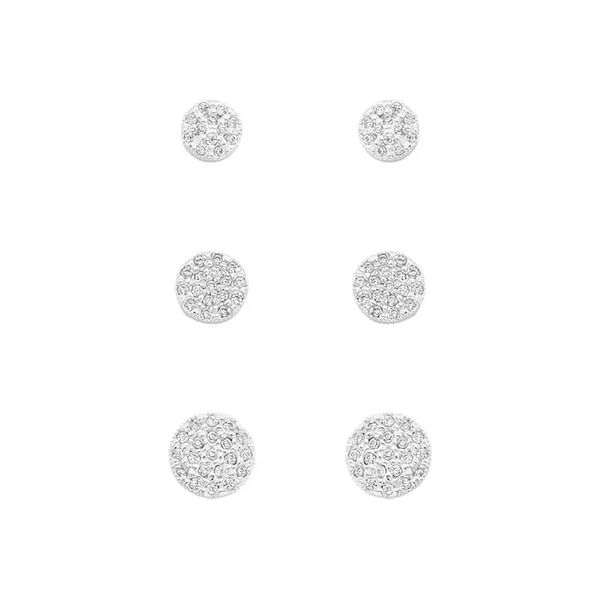 TRIO BRINCO REDONDO ZIRCÔNIA CRISTAL PRATA 925 - My Prata Joias