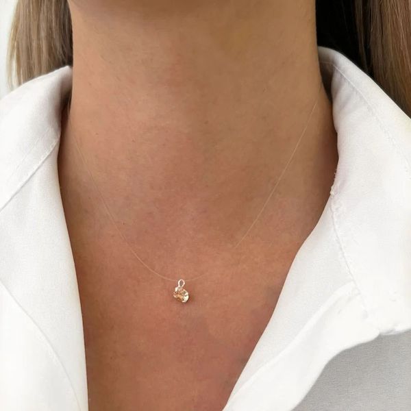 GARGANTILHA FIO NTYLON PONTO DE LUZ ZIRCÔNIA CHAMP... - My Prata Joias