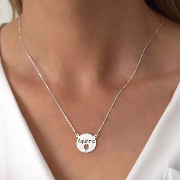 GARGANTILHA SIGNO AQUÁRIO PRATA 925 - My Prata Joias