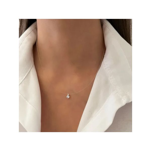 GARGANTILHA FIO NYLON ZIRCÔNIA CRISTAL PRATA 925 - My Prata Joias