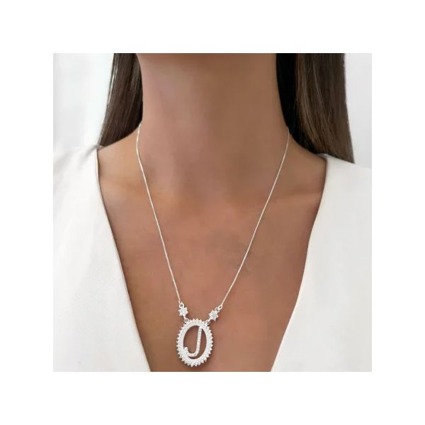 GARGANTILHA LETRA J ZIRCÔNIA CRISTAL PRATA 925 - My Prata Joias