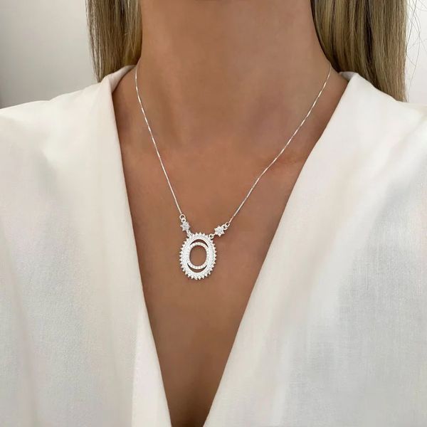 GARGANTILHA LETRA O ZIRCÔNIA CRISTAL PRATA 925 - My Prata Joias