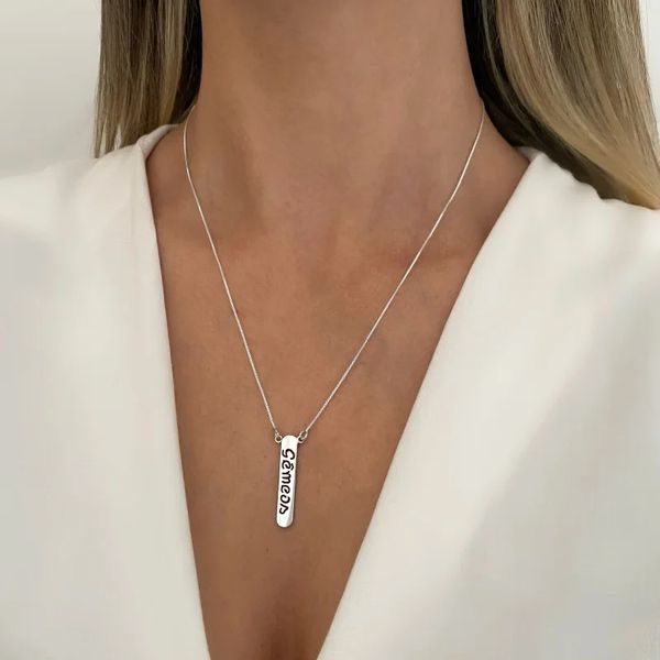 GARGANTILHA INDIANA SIGNO GEMÊOS PRATA 925 - My Prata Joias