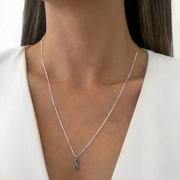 GARGANTILHA PINGENTE INFINITO MARCASSITAS PRATA 92 - My Prata Joias