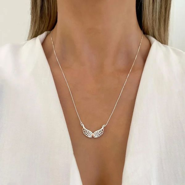 GARGANTILHA ASA ZIRCÔNIA LARANJA PRATA 925 - My Prata Joias