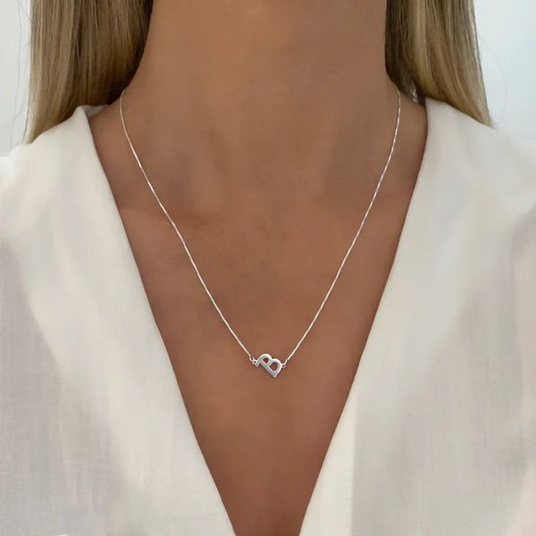 GARGANTILHA LETRA B PRATA 925 - My Prata Joias