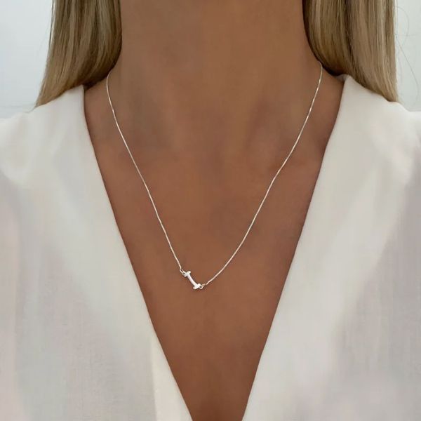 GARGANTILHA LETRA I PRATA 925 - My Prata Joias