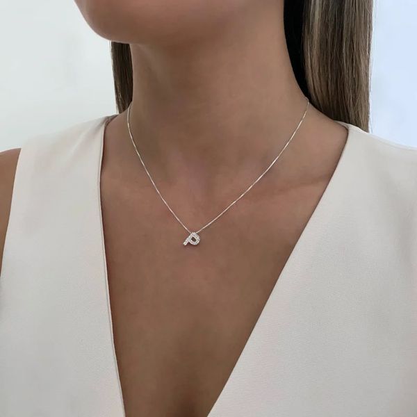 GARGANTILHA VENEZIANA COM LETRA P CRAVEJADA ZIRCÔN... - My Prata Joias