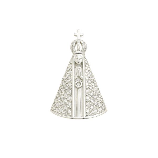 PINGENTE NOSSA SENHORA ZIRCÔNIA CRISTAL PRATA 925 - My Prata Joias