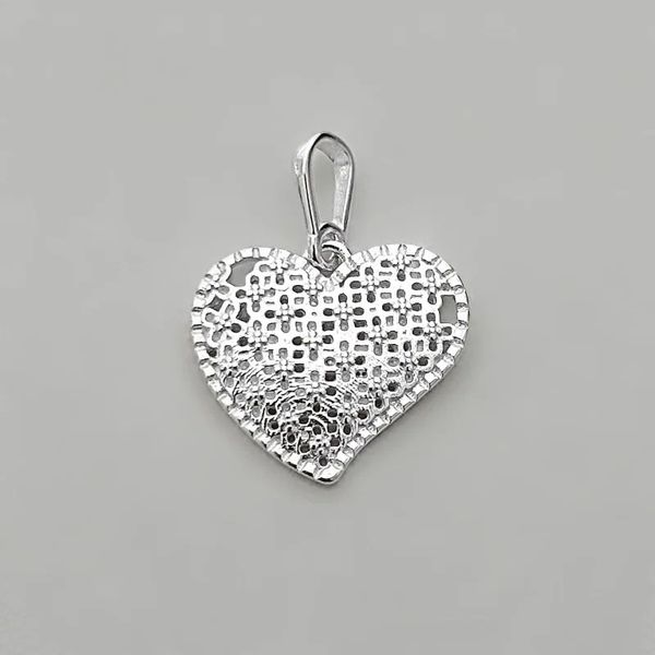PINGENTE CORAÇÃO TRABALHADO PRATA 925 - My Prata Joias