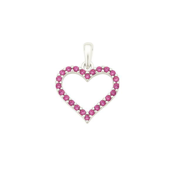 PINGENTE CORAÇÃO ZIRCÔNIA ROSA PRATA 925 - My Prata Joias