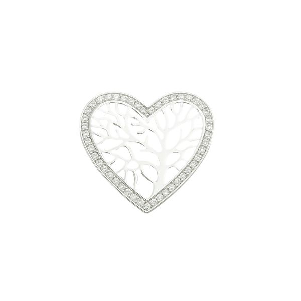 PINGENTE CORAÇÃO ÁRVORE DA VIDA ZIRCÔNIA CRISTAL P... - My Prata Joias