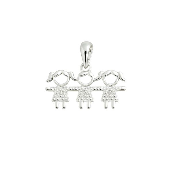 PINGENTE DUAS MENINAS E UM MENINO ZIRCÔNIA CRISTAL... - My Prata Joias
