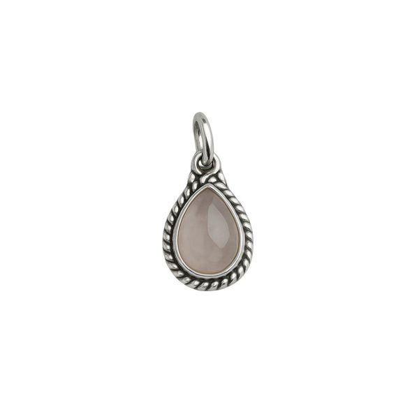 PINGENTE GOTA PEDRA NATURAL QUARTZO ROSA PRATA 925 - My Prata Joias