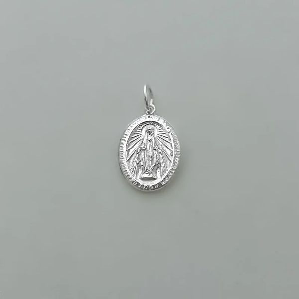 PINGENTE OVAL MEDALHA MILAGROSA PRATA 925 - My Prata Joias