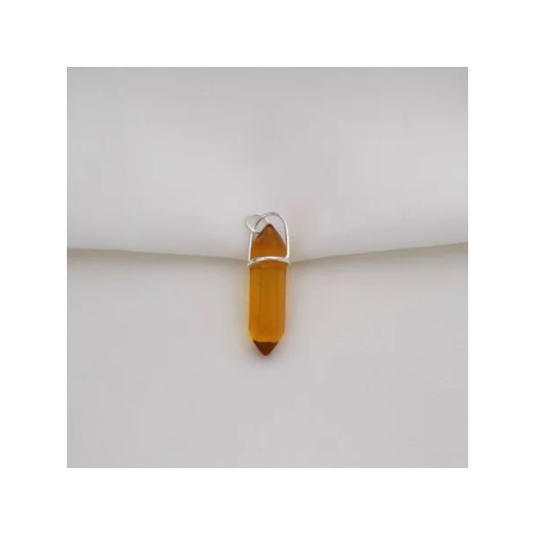 PINGENTE PEDRA VIDRO AMARELO PRATA 925 - My Prata Joias
