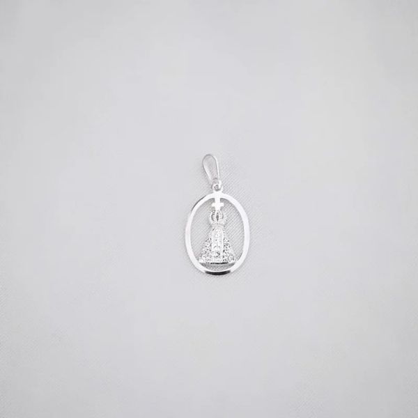 PINGENTE NOSSA SENHORA ZIRCÔNIA CRISTAL PRATA 925 - My Prata Joias