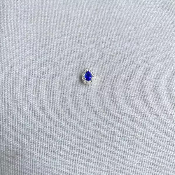 PINGENTE GOTA ZIRCÔNIA AZUL ESCURO E CRISTAL PRATA... - My Prata Joias