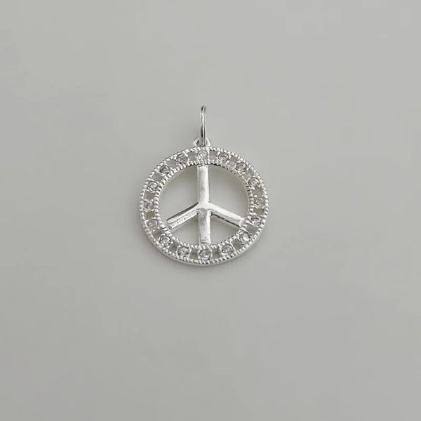 PINGENTE SIMBOLO DA PAZ ZIRCÔNIA CRISTAL PRATA 925 - My Prata Joias