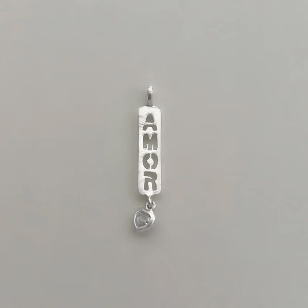 PINGENTE PLACA AMOR CORAÇÃO ZIRCÔNIA CRISTAL PRATA... - My Prata Joias