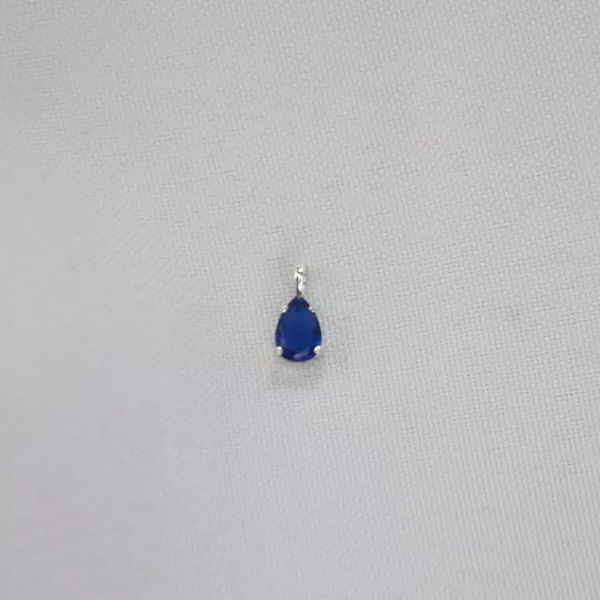 PINGENTE GOTA ZIRCÔNIA AZUL ESCURO PRATA 925 - My Prata Joias