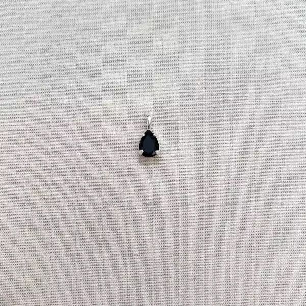 PINGENTE GOTA ZIRCÔNIA ONIX PRATA 925 - My Prata Joias