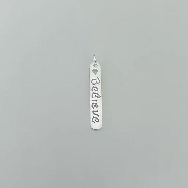 PINGENTE PLACA BELIEVE PRATA 925 - My Prata Joias