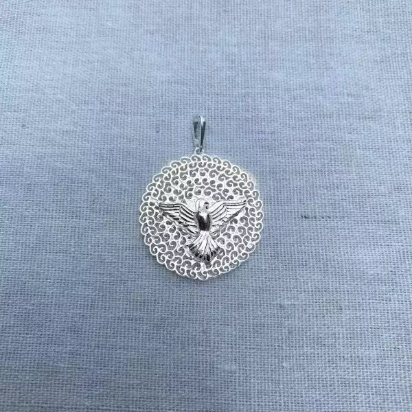 PINGENTE REDONDO ESPÍRITO SANTO PRATA 925 - My Prata Joias