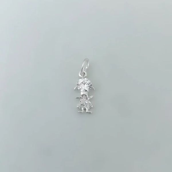 PINGENTE MENINA ZIRCÔNIA CRISTAL PRATA 925 - My Prata Joias