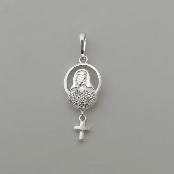 PINGENTE SANTA CORAÇÃO ZIRCÔNIA CRISTAL PRATA 925... - My Prata Joias