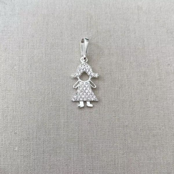 PINGENTE MENINA ZIRCÔNIA CRISTAL PRATA 925 - My Prata Joias