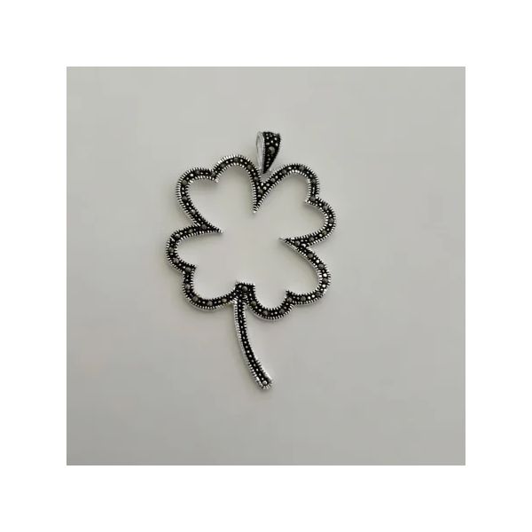 PINGENTE TREVO DA SORTE INDIANO ZIRCÔNIA PRATA 925 - My Prata Joias