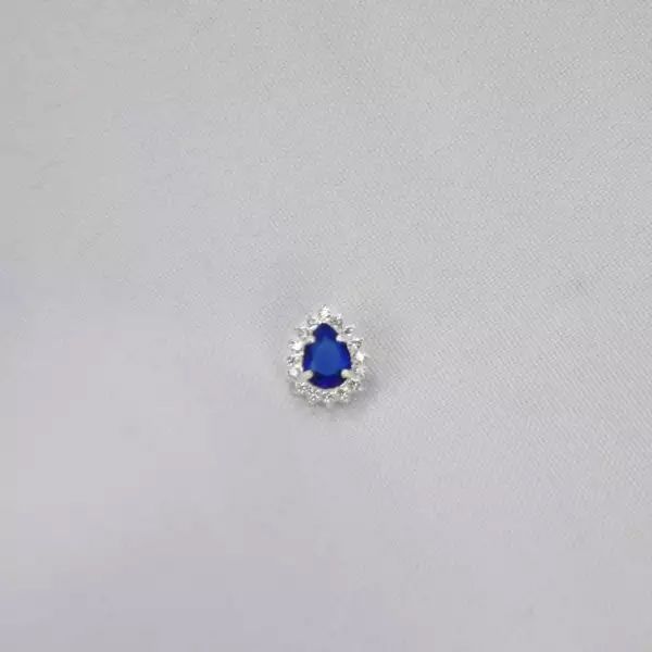 PINGENTE GOTA ZIRCÔNIA AZUL E CRISTAL PRATA 925 - My Prata Joias