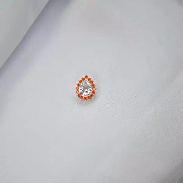 PINGENTE GOTA CRISTAL E LARANJA PRATA 925 - My Prata Joias