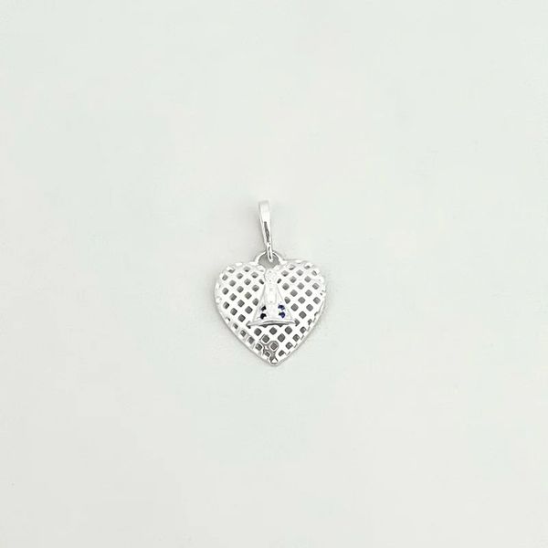 PINGENTE CORAÇÃO NOSSA SENHORA ZIRCÔNIA AZUL ESCUR... - My Prata Joias