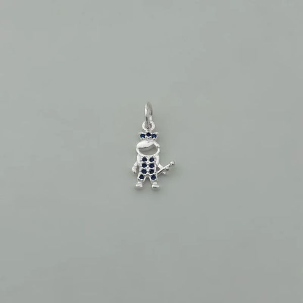 PINGENTE MENINO PRÍNCIPE ZIRCÔNIA AZUL ESCURO PRAT... - My Prata Joias