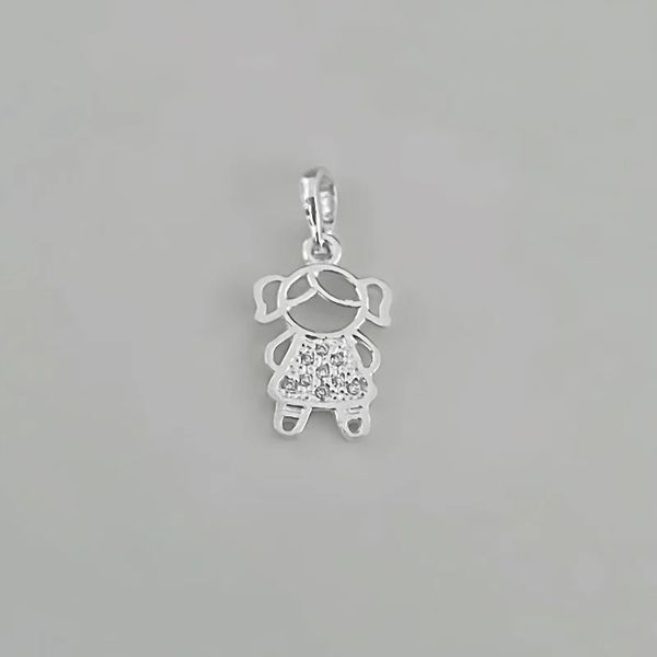PINGENTE MENINA ZIRCÔNIA CRISTAL PRATA 925 - My Prata Joias