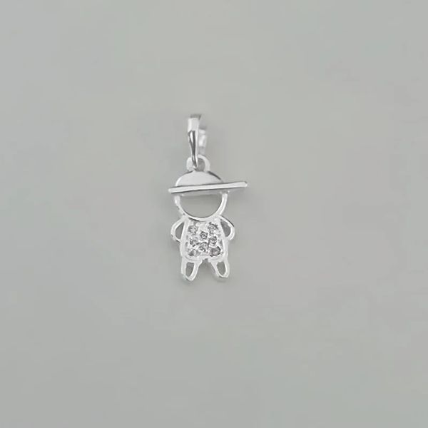 PINGENTE MENINO ZIRCÔNIA CRISTAL PRATA 925 - My Prata Joias