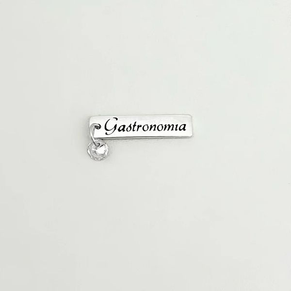 PINGENTE PLACA GASTRONOMIA ZIRCÔNIA CRISTAL PRATA ... - My Prata Joias