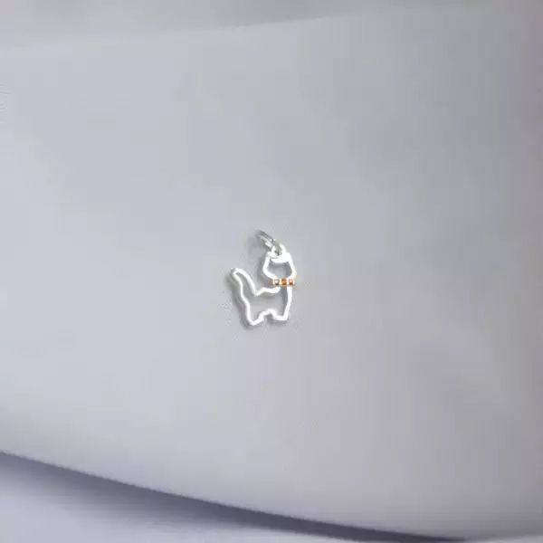 PINGENTE GATO ZIRCÔNIA LARANJA PRATA 925 - My Prata Joias