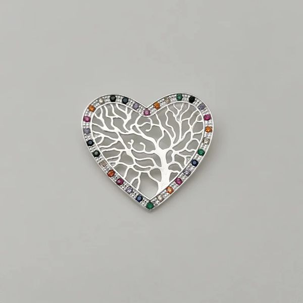 PINGENTE CORAÇÃO ÁRVORE DA VIDA ZIRCÔNIA COLORIDA ... - My Prata Joias