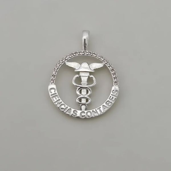 PINGENTE CIÊNCIAS CONTÁBEIS ZIRCÔNIA ROSA CLARO PR... - My Prata Joias