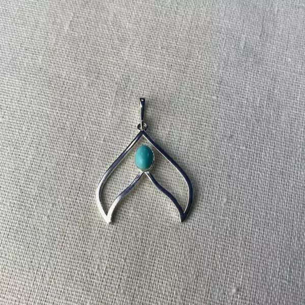 PINGENTE RABO DE SEREIA PEDRA TURQUESA PRATA 925 - My Prata Joias