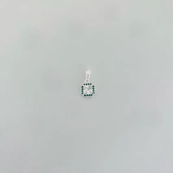 PINGENTE ZIRCÔNIA VERDE ESCURO PRATA 925 - My Prata Joias