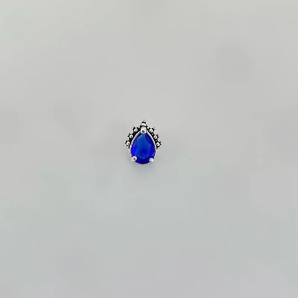 PINGENTE GOTA INDIANO ZIRCÔNIA AZUL ESCURO PRATA 9... - My Prata Joias