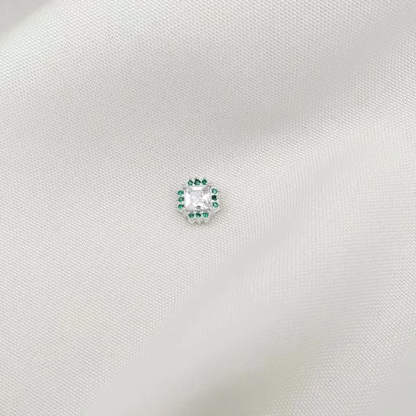 PINGENTE QUADRADO ZIRCÔNIA VERDE E CRISTAL PRATA 9... - My Prata Joias