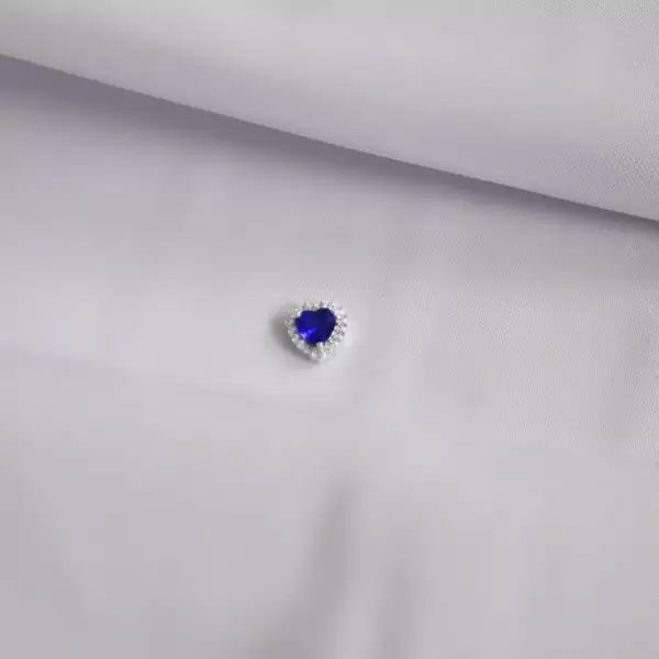 PINGENTE CORAÇÃO ZIRCÔNIA AZUL ESCURO E CRISTAL PR... - My Prata Joias