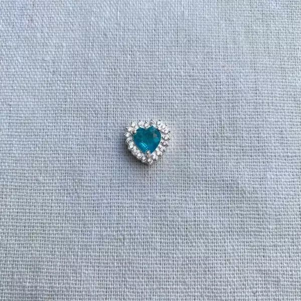 PINGENTE CORAÇÃO ZIRCÔNIA AZUL CLARO E CRISTAL PRA... - My Prata Joias